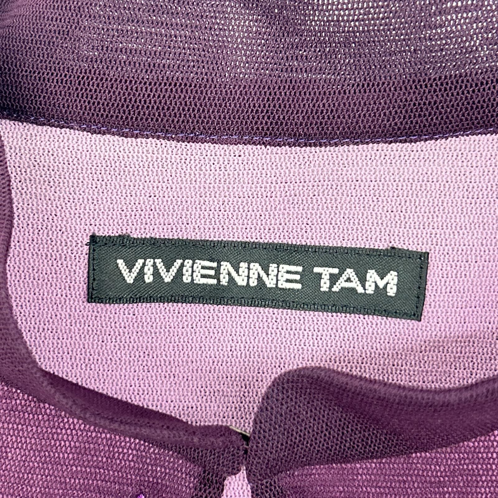 VIVIENNE TAM★ヴィヴィアンタム★ワンピース★パワーネット★刺繍★百合 VIVIENNE TAM ヴィヴィアンタム パープル ビジューフラワー刺繍 I