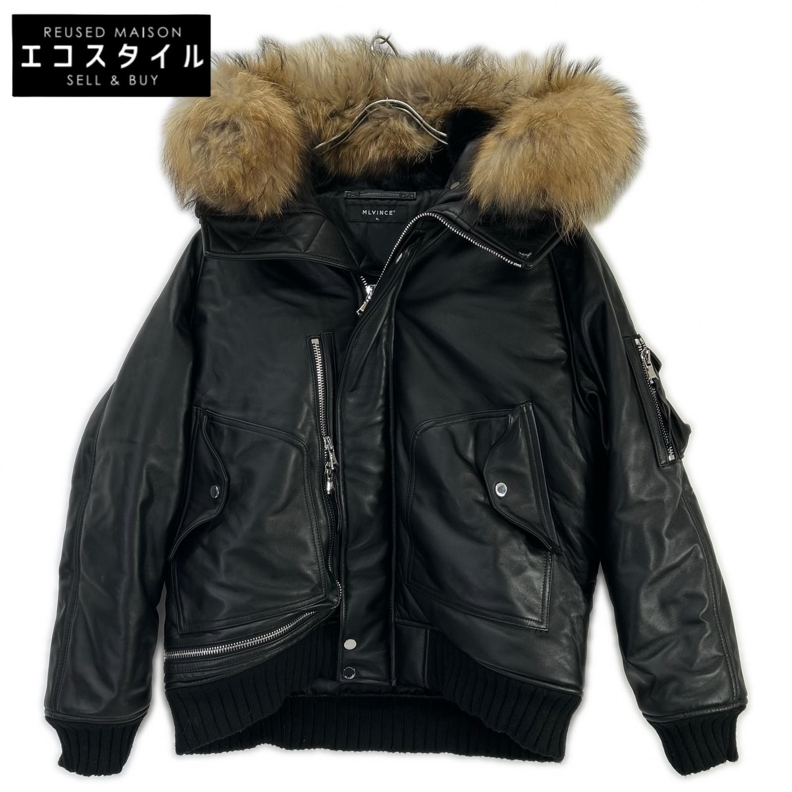 MLVINCE メルヴィンス ブラック ラムレザー N-2B ファー付き ジャケット MLVINCE メルヴィンス ブラック ラムレザー N-2B ファー付き