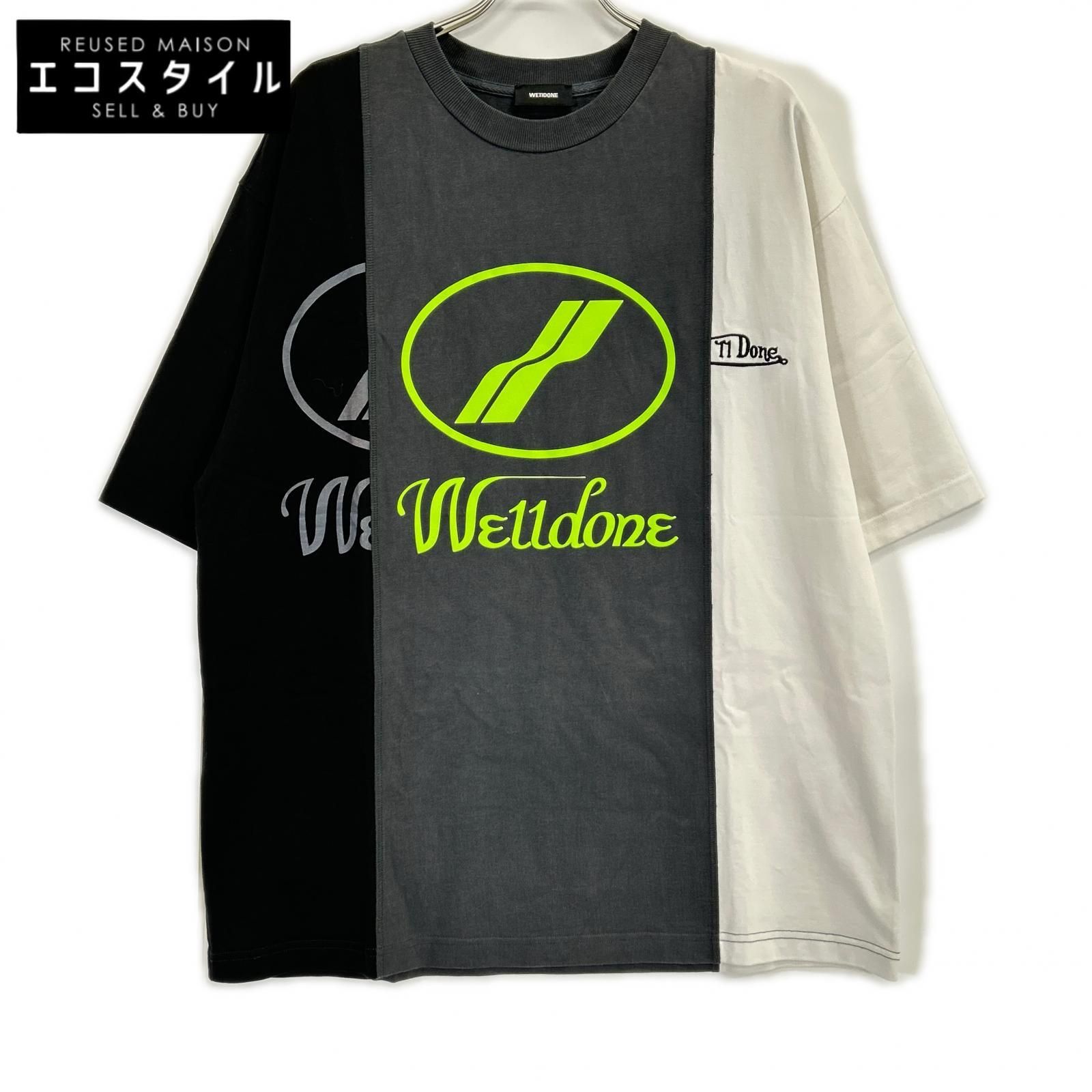 WE11DONE　ウェルダン　WD-TP7-20-100 ブラック×ホワイト オーバーサイズ Tシャツ