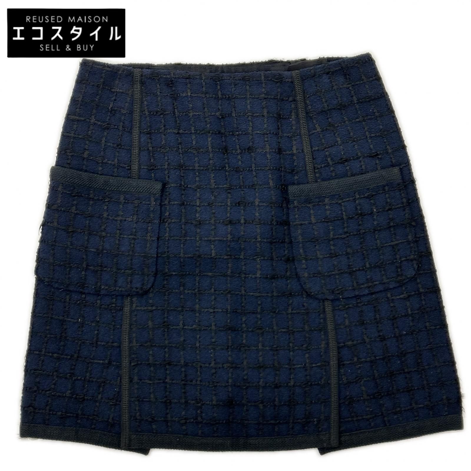 LOUIS VUITTON　ルイヴィトン　RW121A F13K07PJW ネイビー コットン ツイード スカート　34