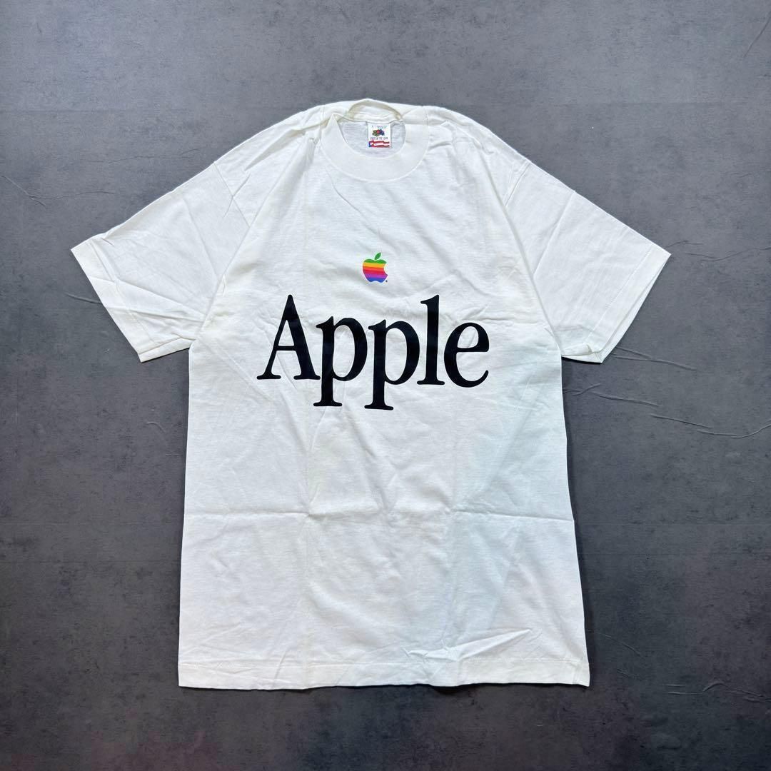 APPLE アップル 企業Tシャツ 90s 90's USA製 FRUIT OF THE LOOM フルーツオブザルーム 白T ほぼデッドストック ミント シングル L 古着