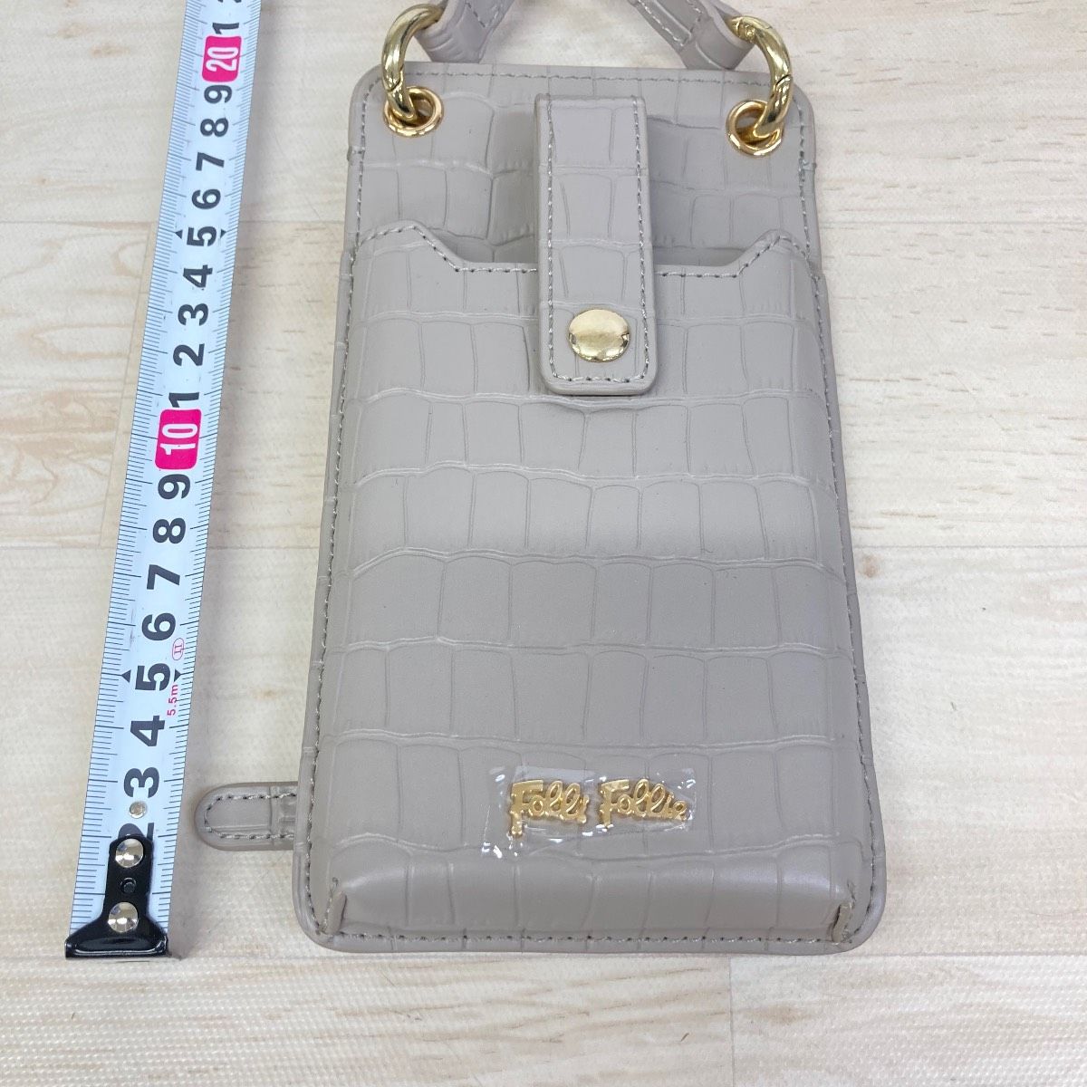 極美品 Folli Follie/フォリフォリ クロコ調 スマートフォンポシェット 