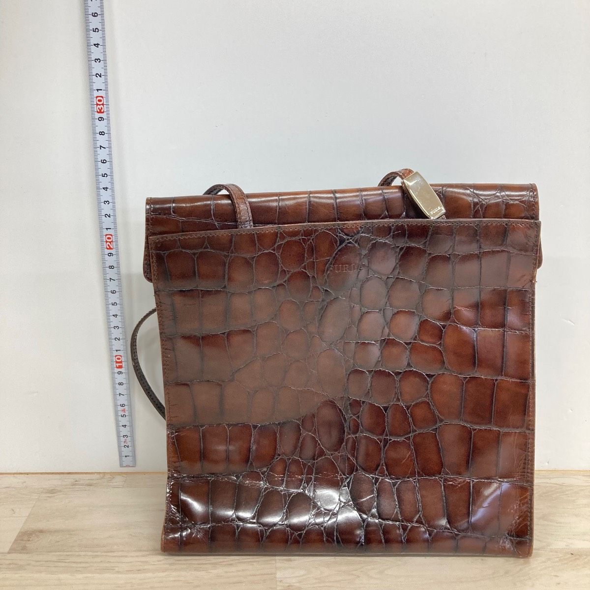 FURLA フルラ トートバッグ/ショルダーバッグ クロコ型押し ブラウン