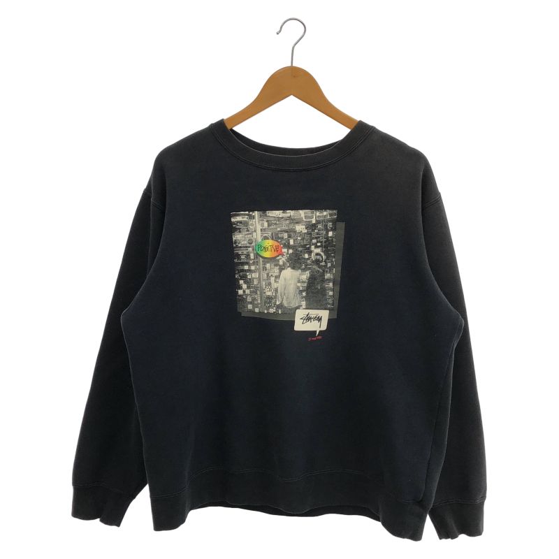 【中古】90s オールドSTUSSY positive グラフィックプリント トレーナー サイズL 黒 汚れあり[91] 9,694円