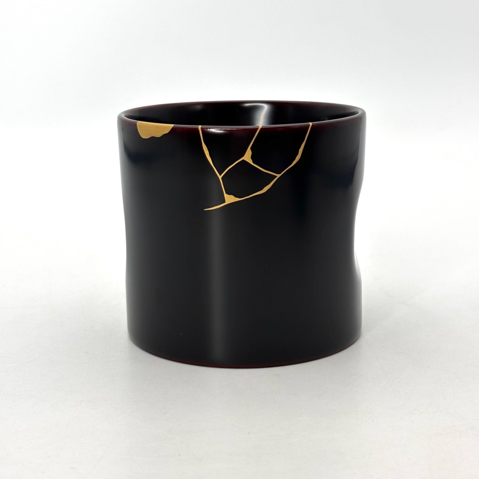 輪島塗】フリーカップ えくぼ 金ツギ （溜）ペア / 金継ぎ蒔絵（震災