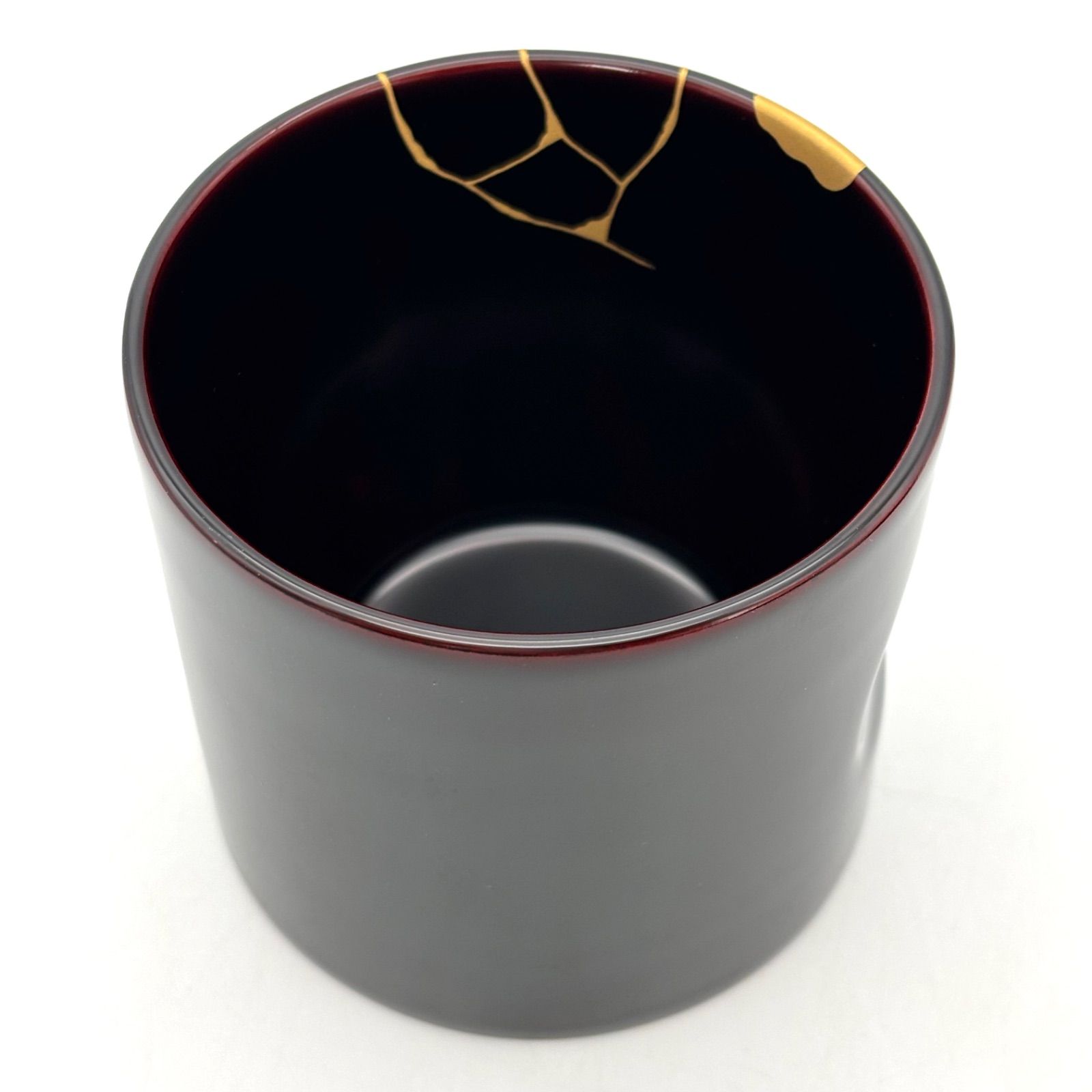輪島塗】フリーカップ えくぼ 金ツギ （溜）ペア / 金継ぎ蒔絵（震災
