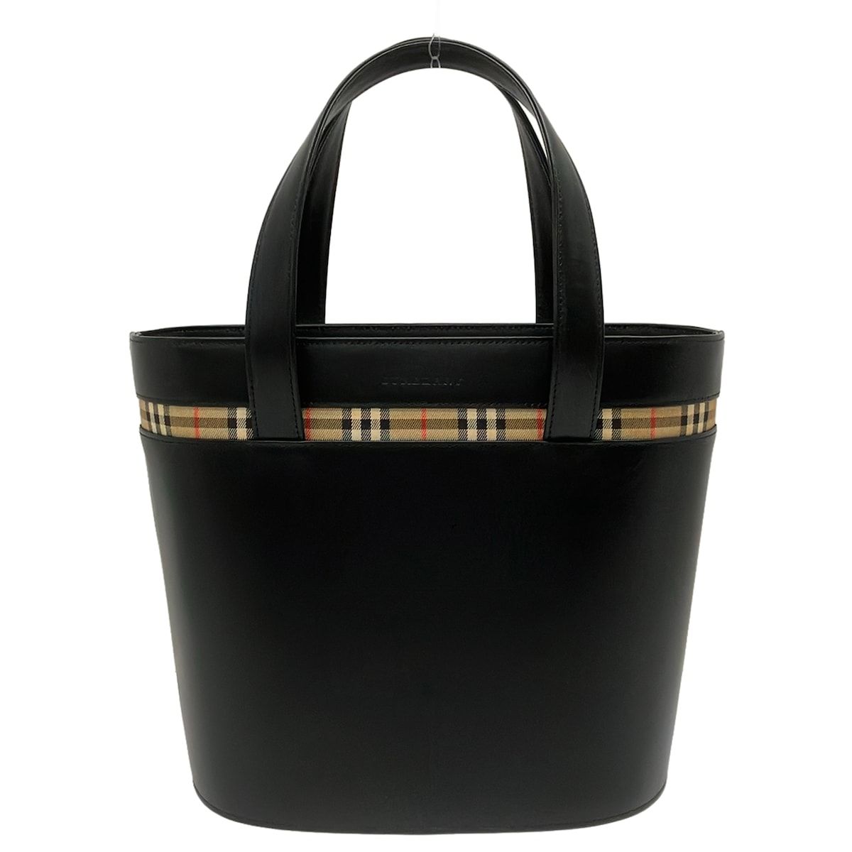 BURBERRY/Burberry(バーバリー) ハンドバッグ - 黒×ベージュ×マルチ チェック柄 コットン、レザー