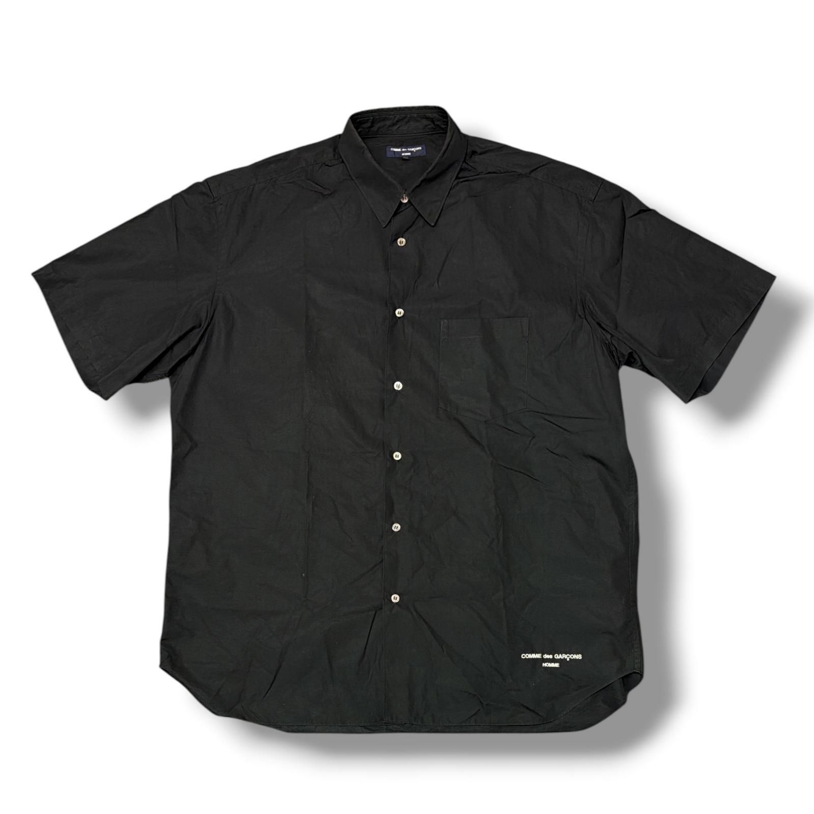 コムデギャルソンオムプリュス オープンカラー 半袖シャツ 黒 M AD2016 参考上代31900円 COMME des GARCONS HOMME PLUS 綿ブロード製品洗半袖