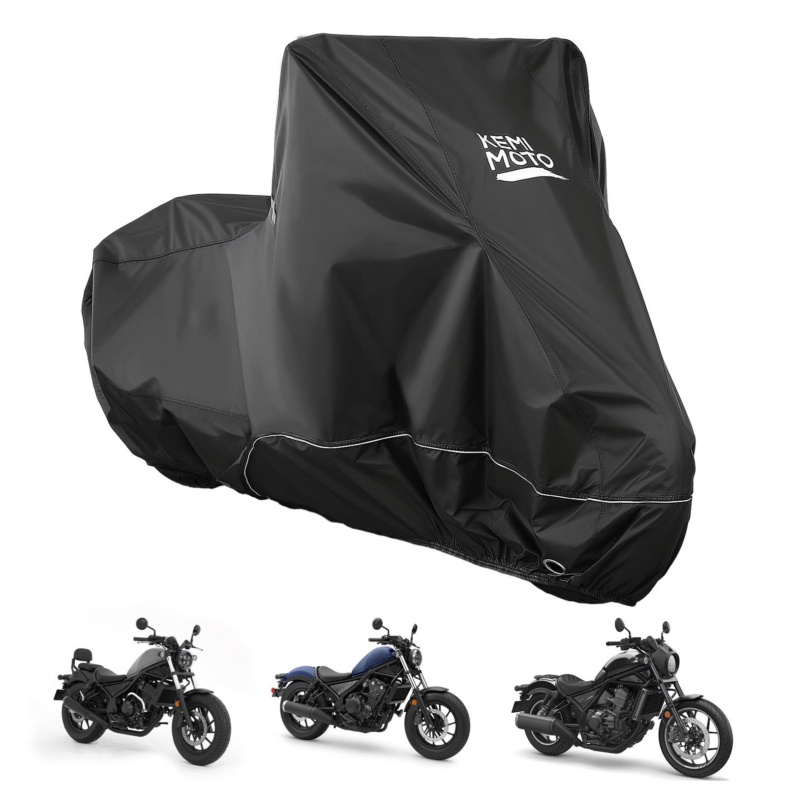 N★【革新版】KEMIMOTO レブル250/500/1100用 バイクカバー 防水420D厚手 UVカット 紫外線防止 高防風 防埃 防雨 防雪 反射テープ付き 色褪せない 耐用 盗難防止 収納袋付き ホンダのレブル用カバー ブラック 98b16909