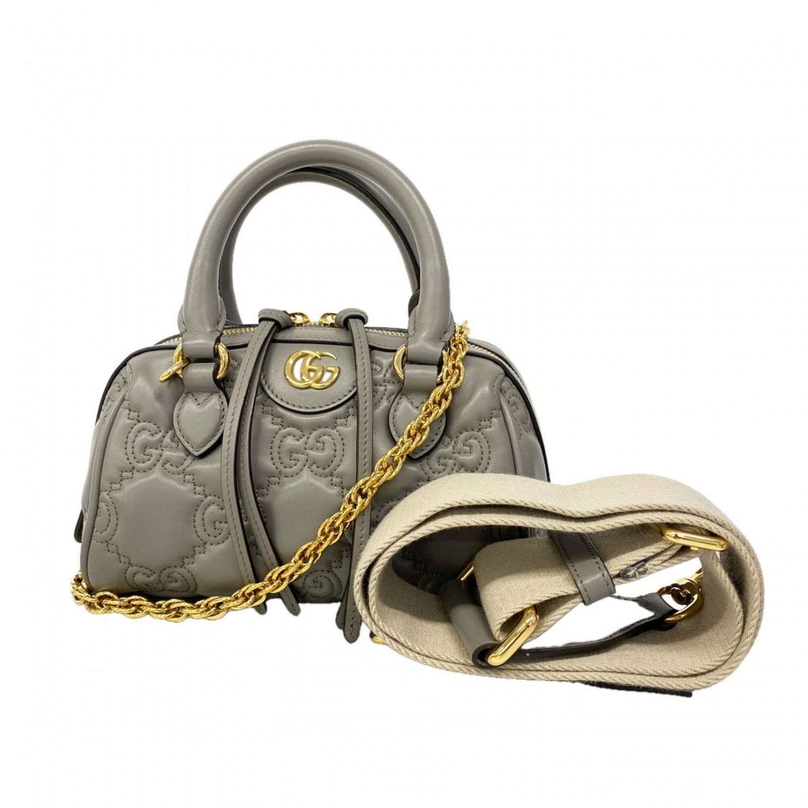 グッチ(Gucci) グッチ ハンドバッグ GGマトラッセ 702251 レザー グレー 2wayバッグレディース