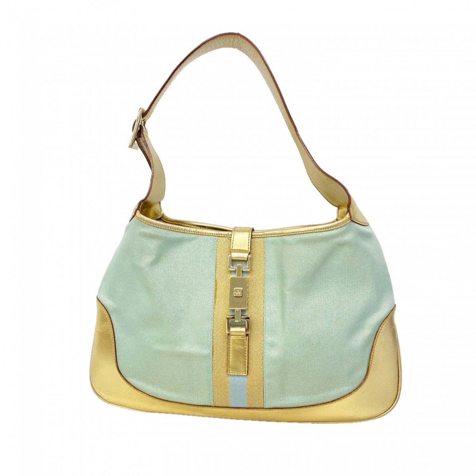 グッチ(Gucci) グッチ ハンドバッグ ジャッキー 001 3306 ナイロンキャンバス ゴールド ライトブルー シャンパンレディース