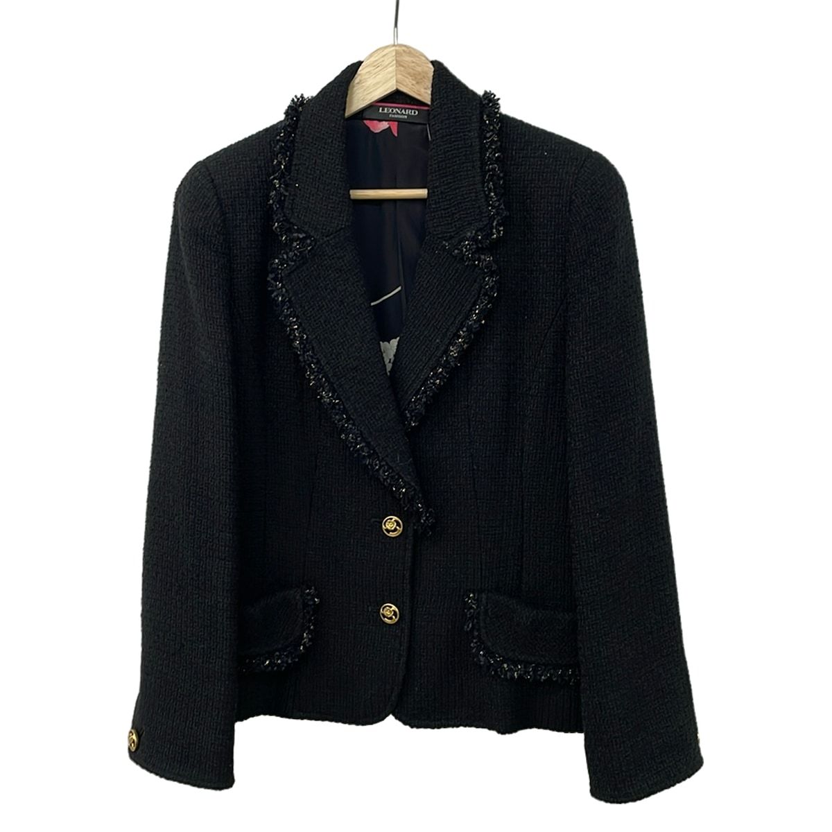 LEONARD(レオナール) ジャケット サイズ42 L レディース美品 - 黒 長袖/ラメ/秋/冬 8,580円