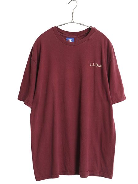 00s エルエルビーン チャンピオン 別注 ワンポイント ロゴ 刺繍 半袖 Tシャツ メンズ L 古着 オールド ヘビーウェイト コットン カットソー