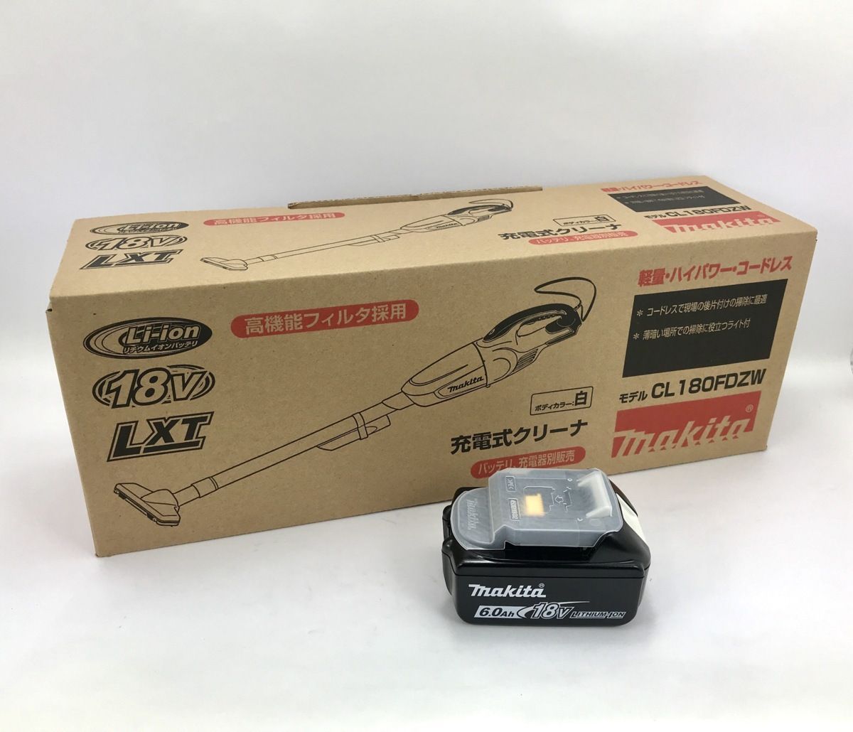 新品 未使用 マキタ CL180FDZW 充電式クリーナー本体 +バッテリー BL1860B