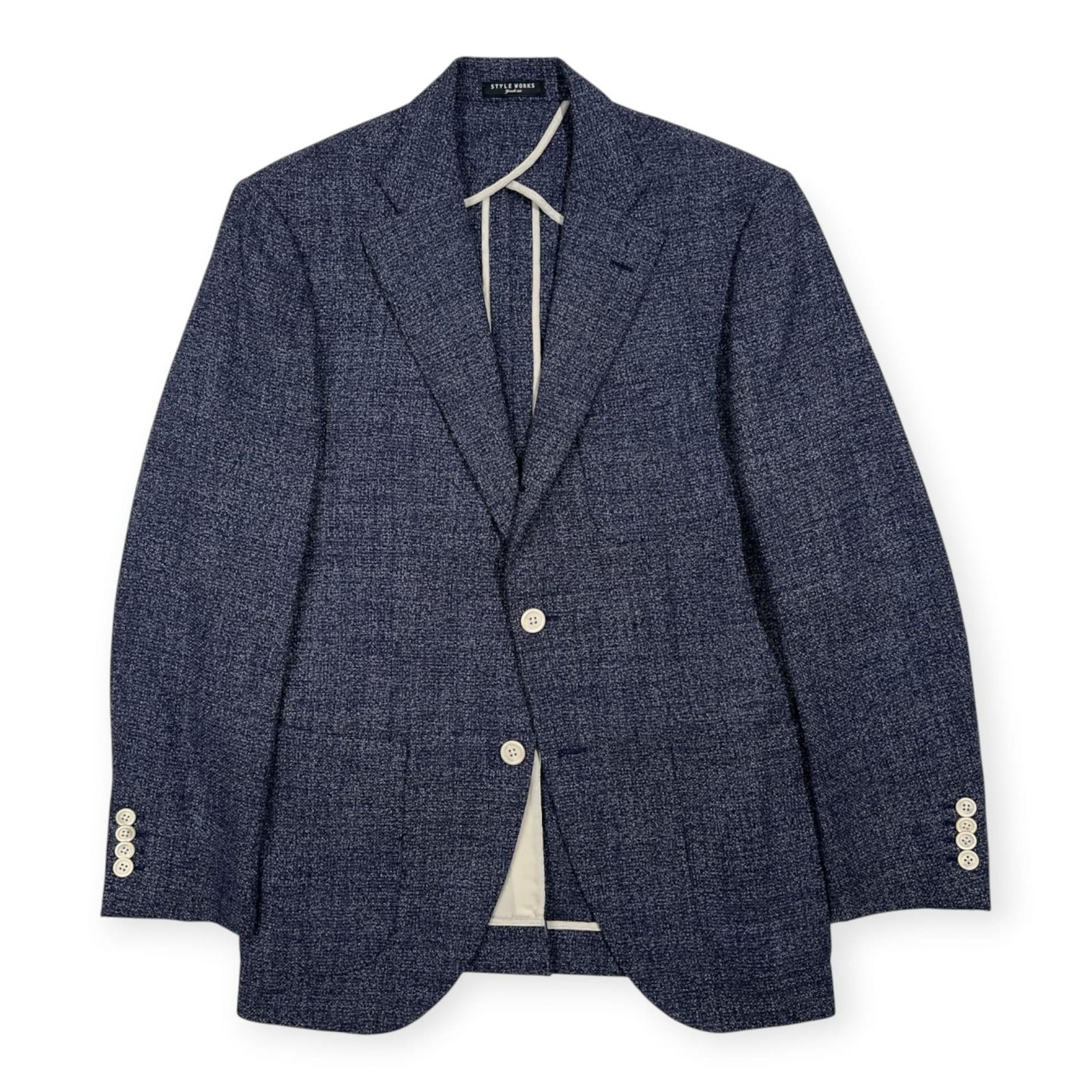 STYLE WORKS スタイルワークス Vitale Barberis Canonico カノニコ 段返り 3B テーラードジャケット M~L程度 /ブルー系