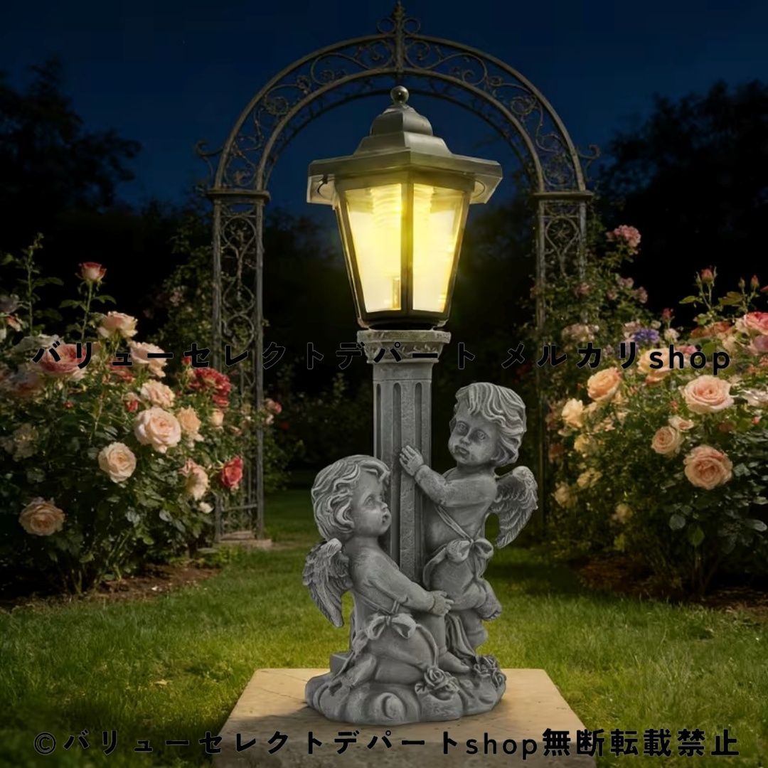 ガーデンオーナメント 天使 ケルビム ソーラーライト エンジェル オブジェ LED ソーラーランプ レジン製 ガーデンライト ヴィンテージ アンティーク風 クラシック ガーデン彫刻 庭飾り パティオ ヤード ウォークウェイ バックヤード ローズガーデン 10,686円