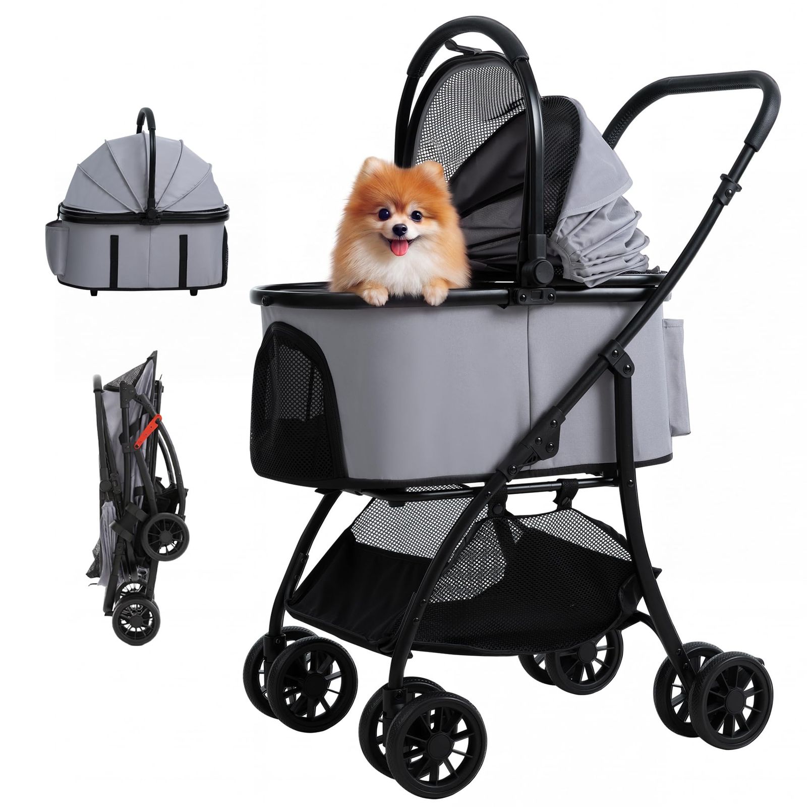 【防水アップグレードPU ハンドル製】TRAIL TAILペットカート 中型犬カート 猫・小型犬ペットバギー 2種折りたたみ 対面式 静音 4輪 PUホイール 前輪360°回転 後輪ブレーキ付 防水600Dオックスフォード生地 通気 遮光キャノピー日焼け止め＆ 8,623円