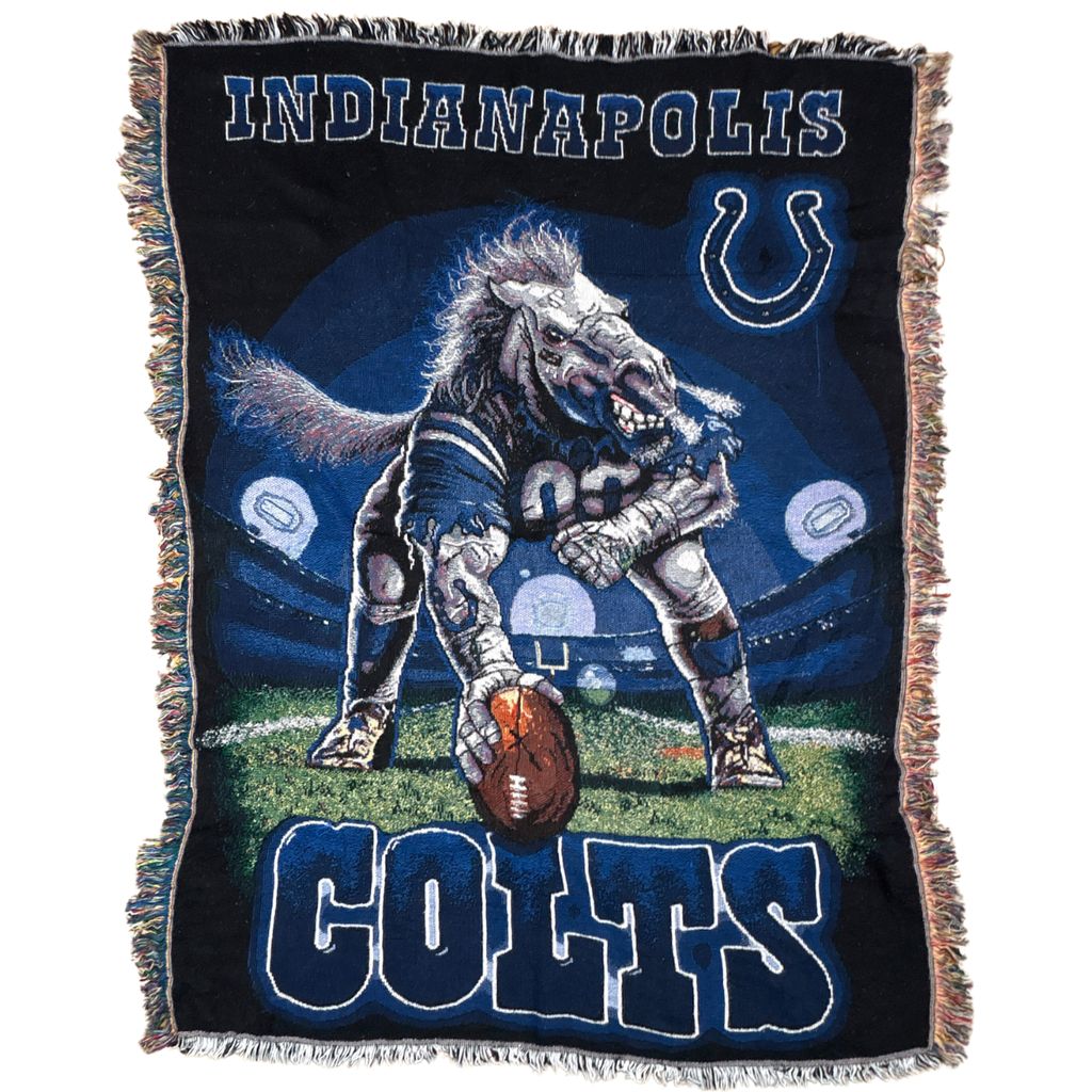 vintageラグ ブランケット マルチカバー タペストリー USA製 インディアナポリスコルツ フットボール NFL Blanket Colts 3670