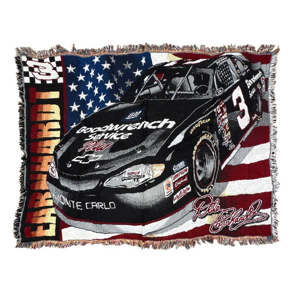 vintageラグ ブランケット マルチカバー タペストリー USA製 デイルアーンハート シボレー Rug Blanket NASCAR 3673