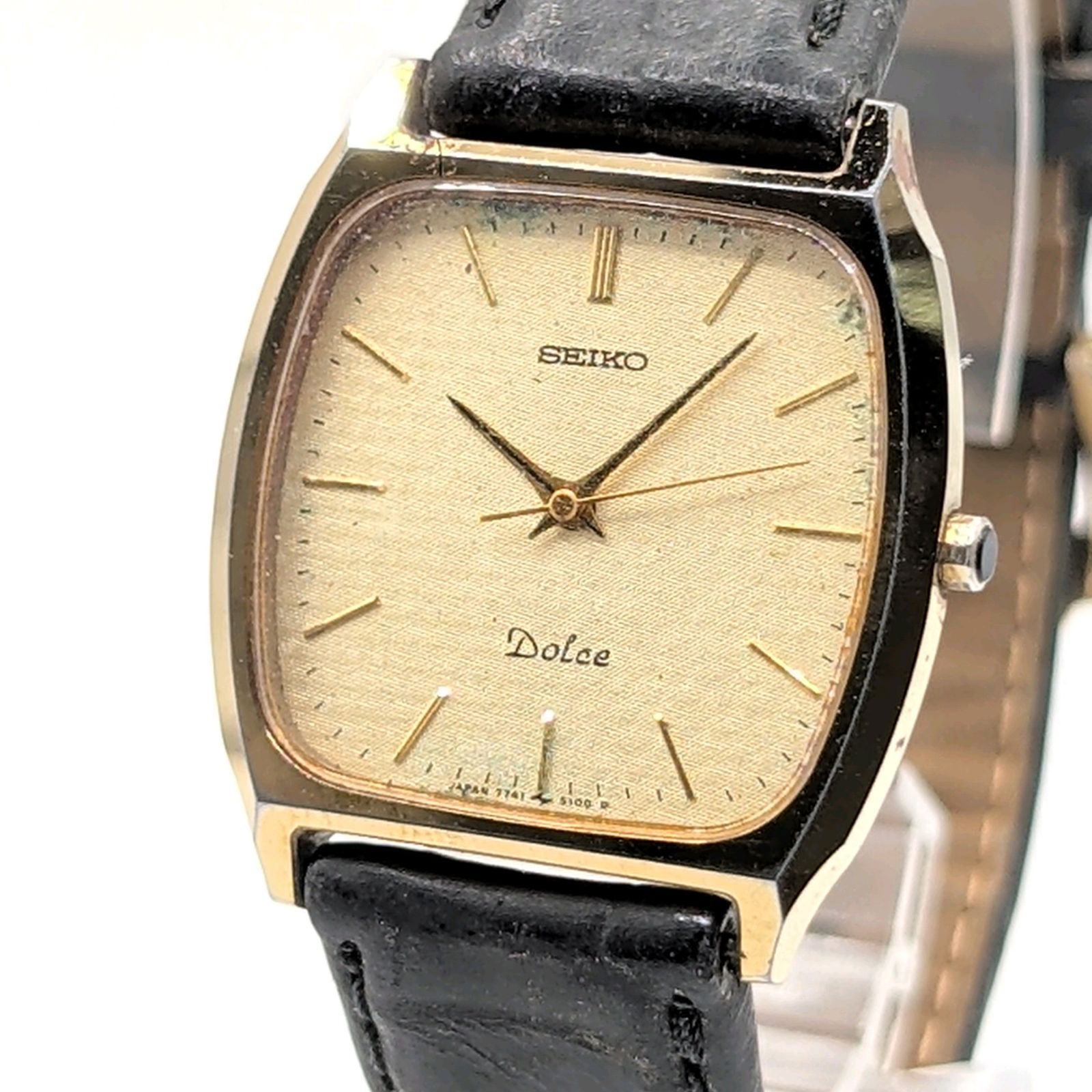 SEIKO Dolce 7741-5100 Watch Quartz Ladies Gold dial Square Y2K 00S