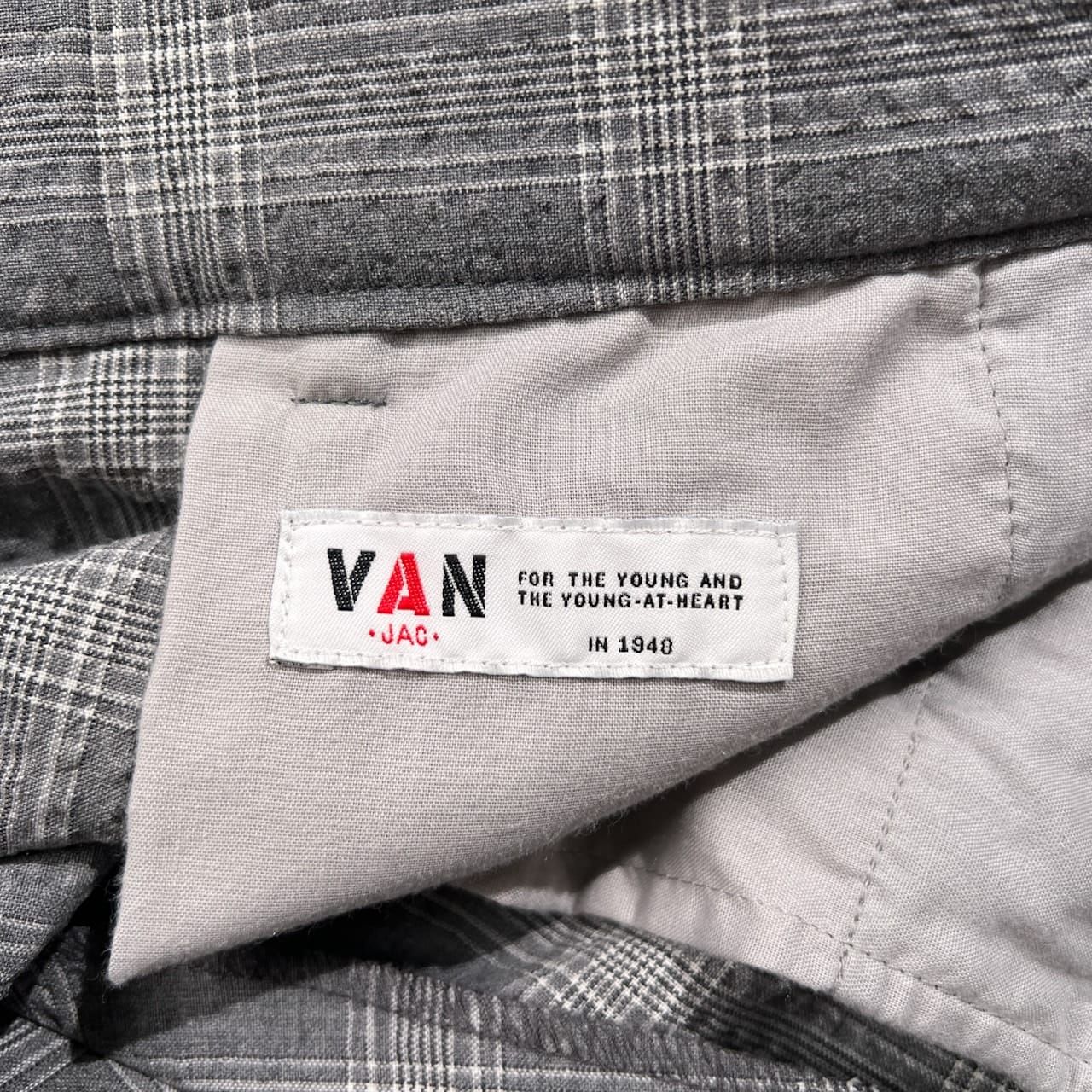 VAN JAC ヴァンヂャケット チェック柄 シアサッカー スラックスパンツ
