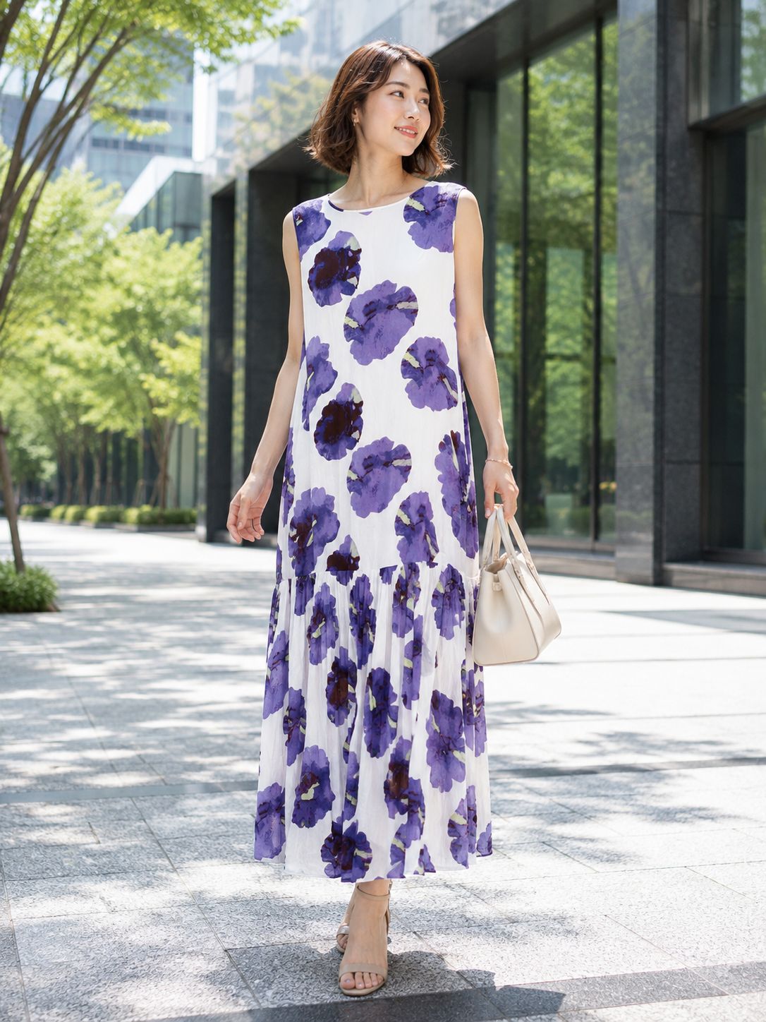 STYLE for LIVING UNITED ARROWS】花柄 ノースリーブ ワンピース