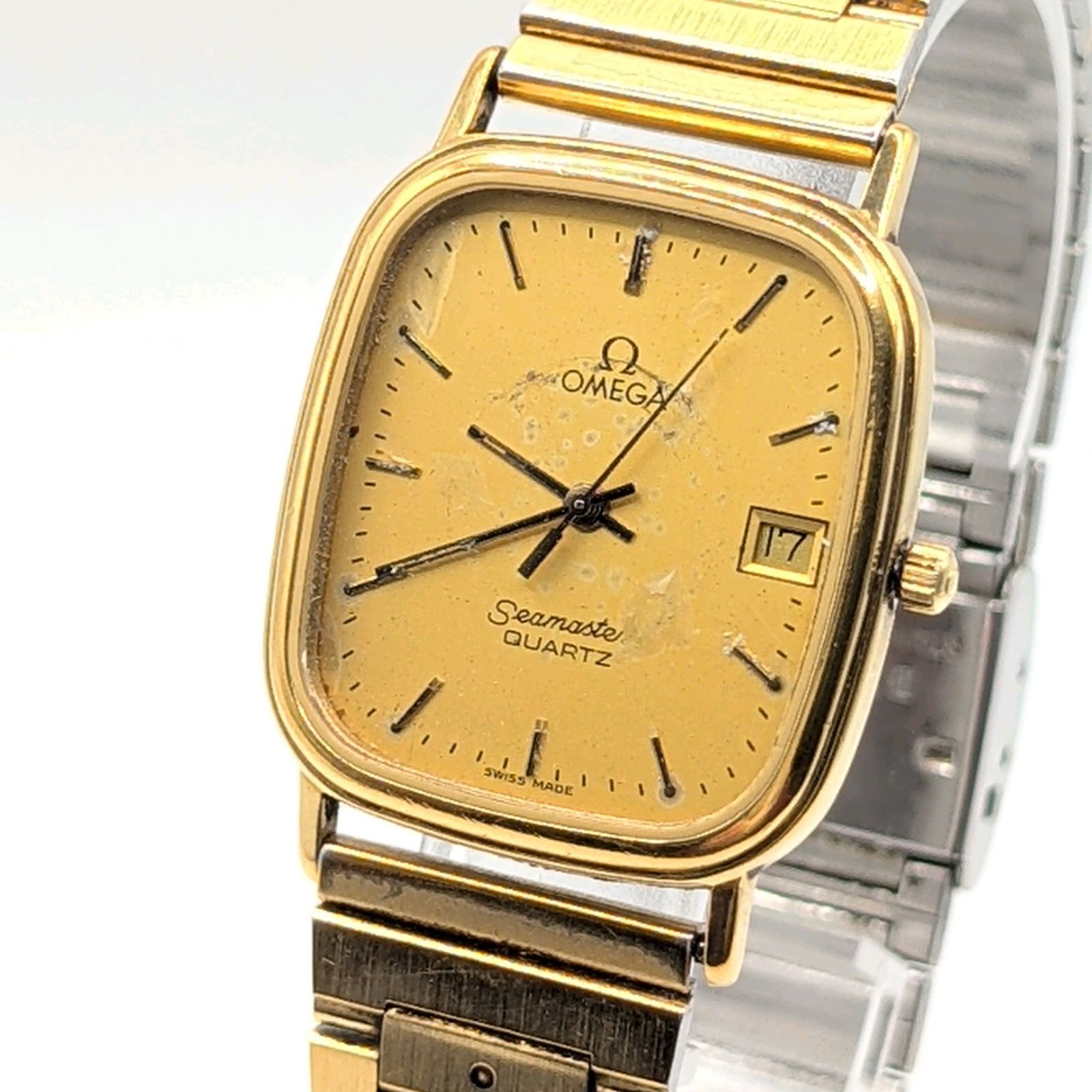 OMEGA Seamastaer Watch Quartz Boys Square Gold Y2K 00S Vintage