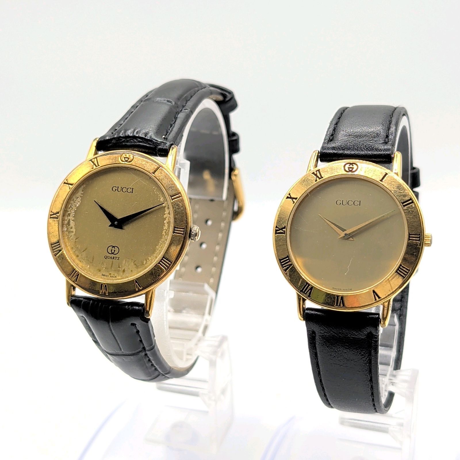 GUCCI 3000M Watch Quartz Men's Round Gold Black dial Y2K 00S Vintage Not Working グッチ 時計 クオーツ メンズ ラウンド ゴールド 黒文字盤 ヴィンテージ 不動品