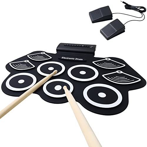 UPstore 電子ドラム ドラムパッド ポータブルドラム ロールアップ 9パット 2ペダル 練習パッド 録音 再生 USB電源 ドラムスティック付き送料無料 4bfe7339