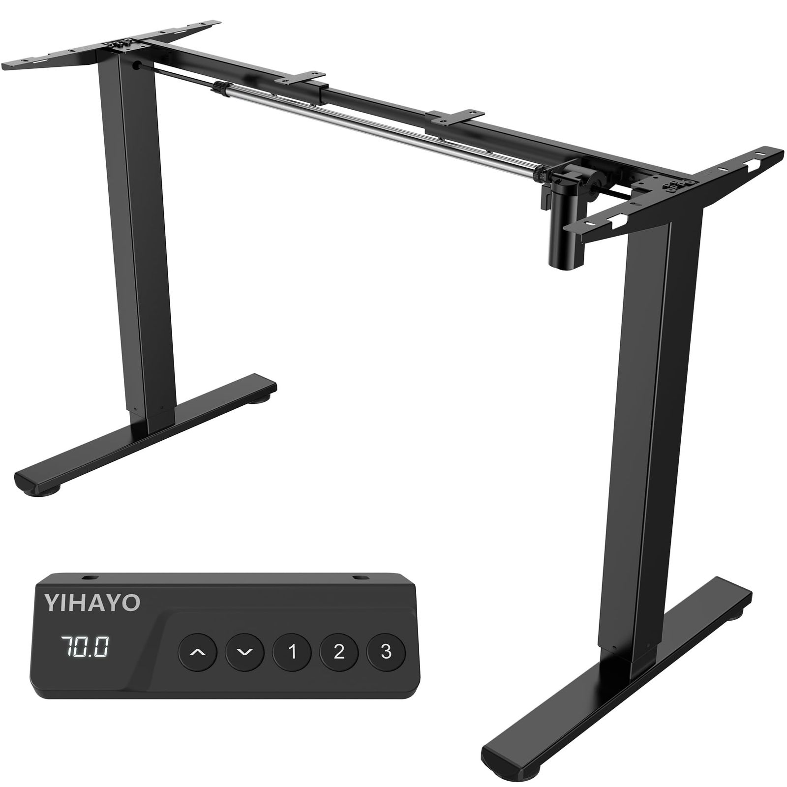 YIHAYO 昇降デスク 高さ70-115cm 脚のみ 電動 スタンディングデスク 昇降式デスク 高さメモリー機能 上下自動昇降 静音 収納フック付き 組み立て簡単 パソコンデスク ブラックフレームJu