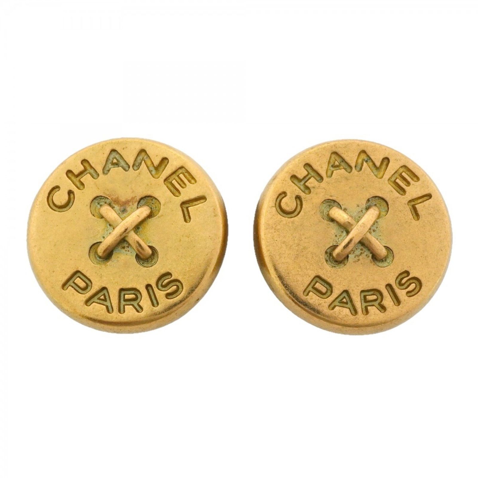 シャネル(Chanel) シャネル イヤリング シャネル サークル ボタンモチーフ GPメッキ ゴールドレディース