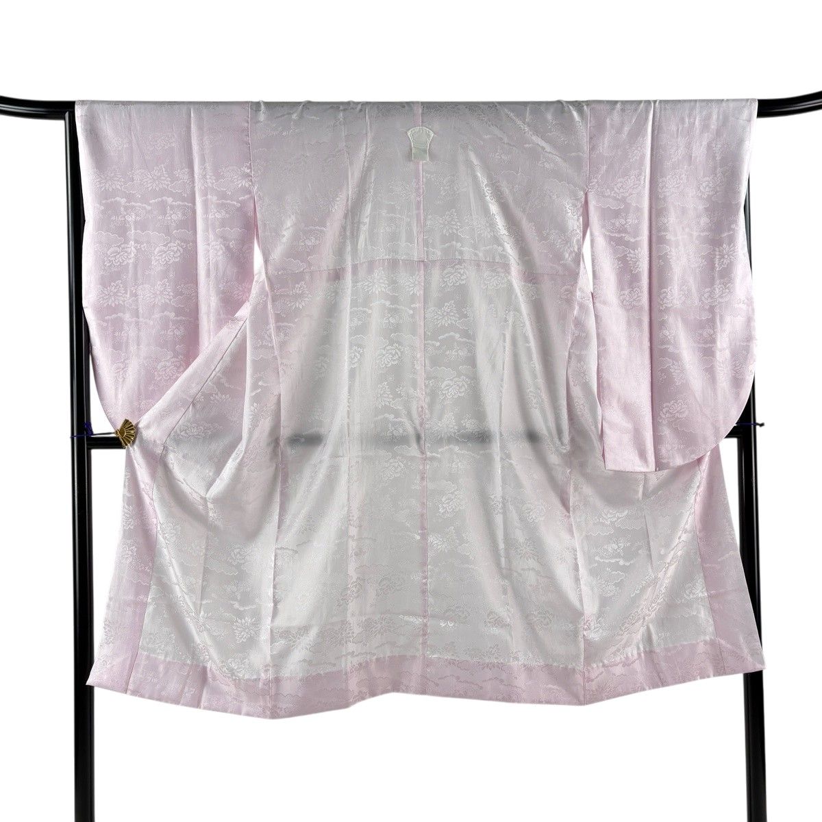 【美品】 長襦袢 身丈122cm 裄丈66cm M 振袖用 二尺袖 地紋 薄ピンク 正絹 秀品 【中古】