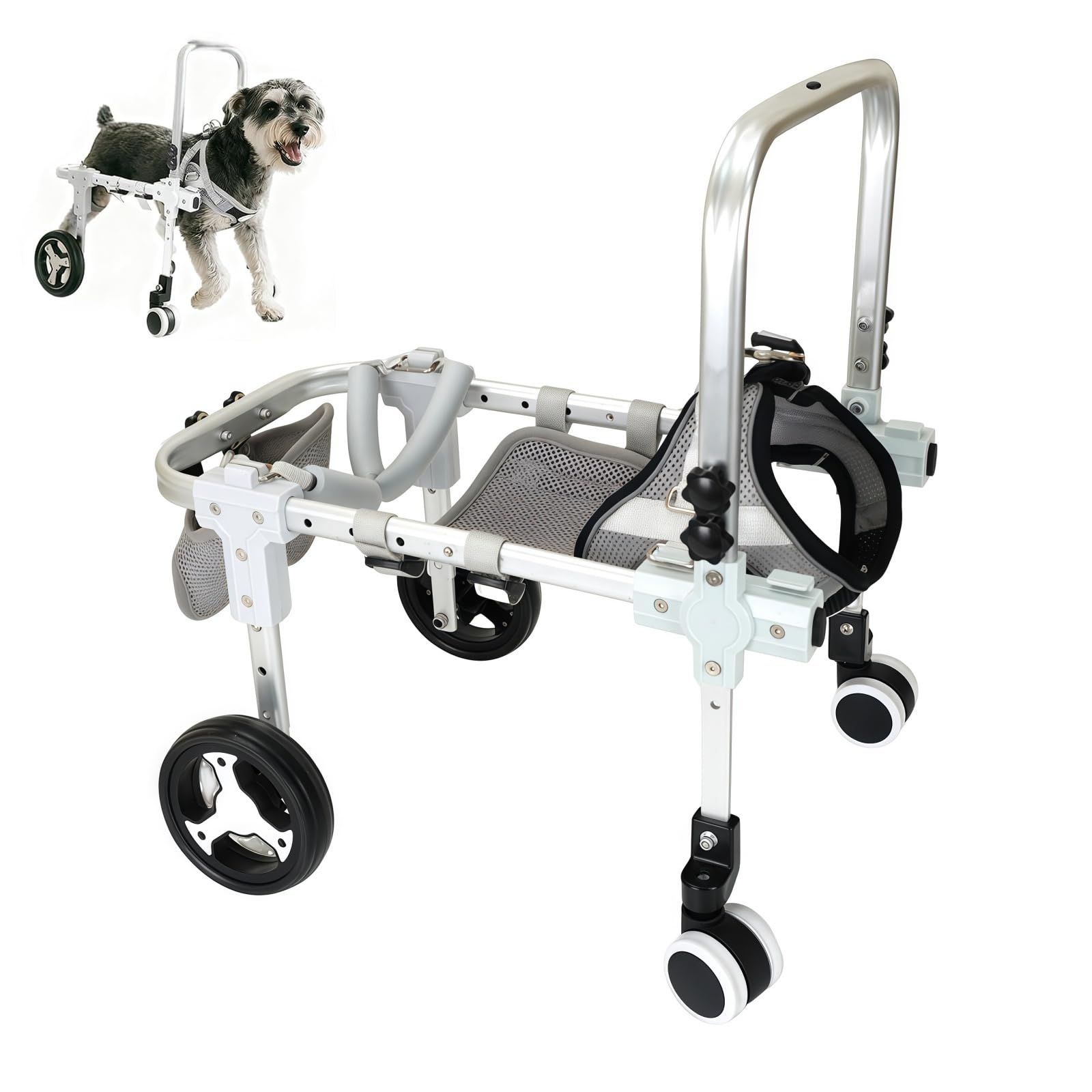 ♪　犬用車椅子　犬の車いす　歩行補助　犬の歩行器　ハーネス 犬用車椅子 犬用歩行器 ペット車椅子 2輪 4輪歩行補助 サイズ調整可能