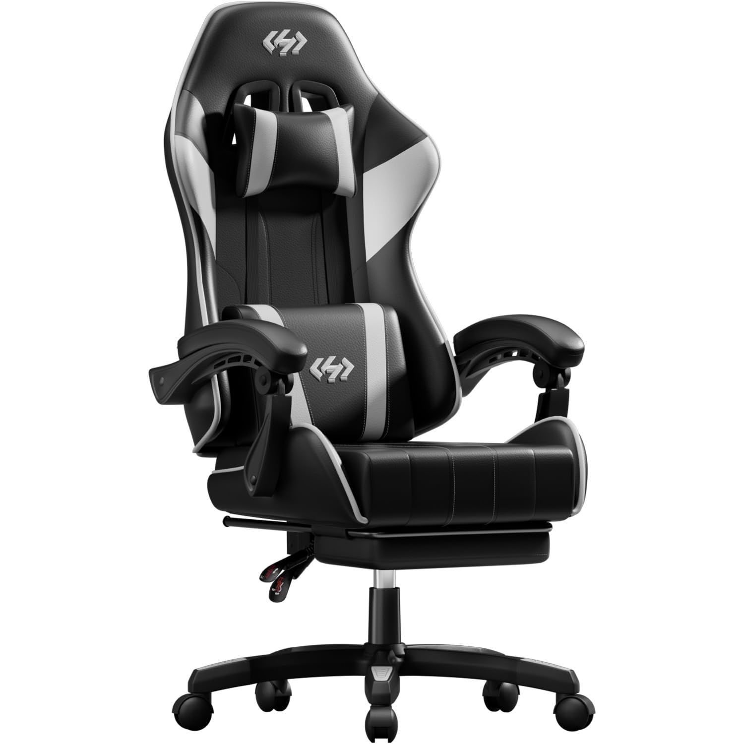 HLDIRECT ゲーミングチェア gaming chair オットマン付き pcチェア 椅子 在宅勤務用チェア145°リクライニング広々とした座面ハイバック ゲーミングチェア人間工学に基づいたオフィスチェア快適な座り心地腰部頭部サポート付き連動式アームレスト