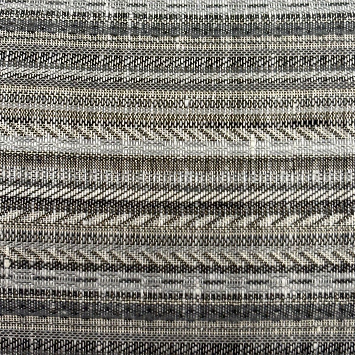 【美品】 袋帯 秀品 縞 灰色 全通 正絹 【中古】