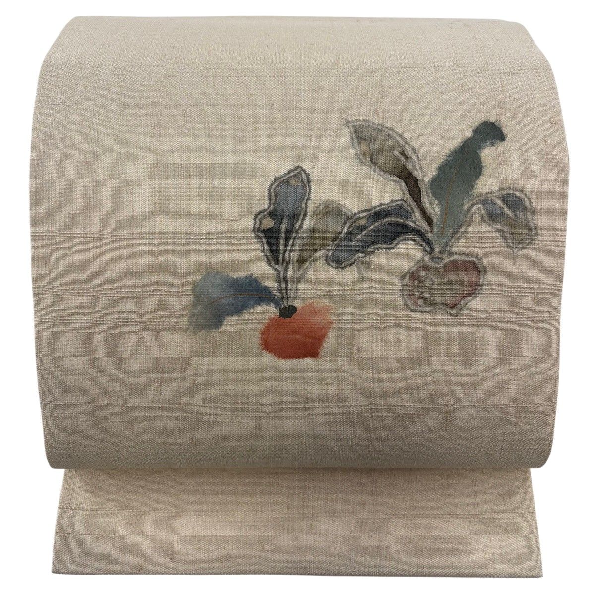 【美品】 開き名古屋帯 秀品 紬地 カブ ベージュ 正絹 【中古】