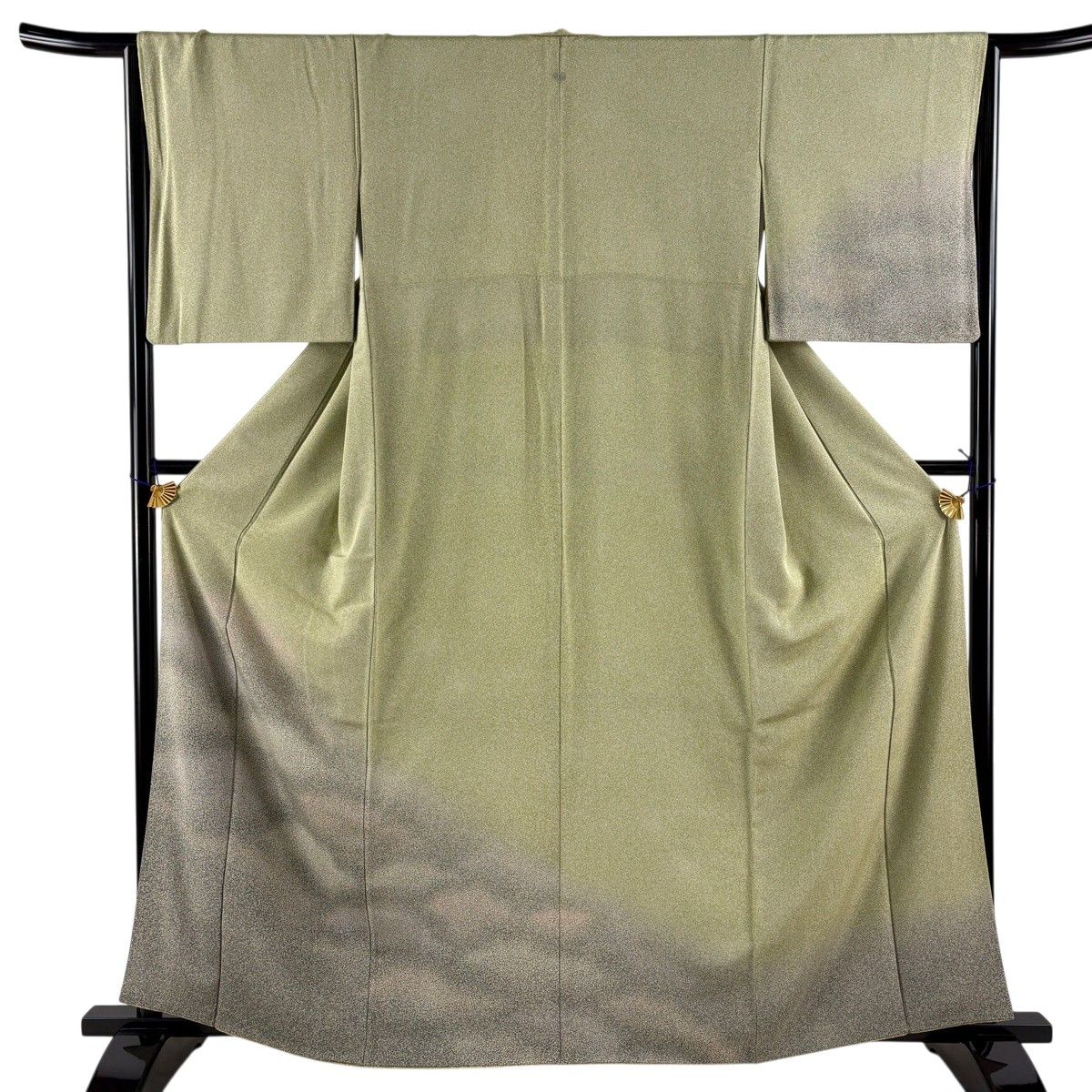 美品】 付下げ 身丈162cm 裄丈65cm M 袷 霞 ぼかし 薄緑 正絹 秀品 一