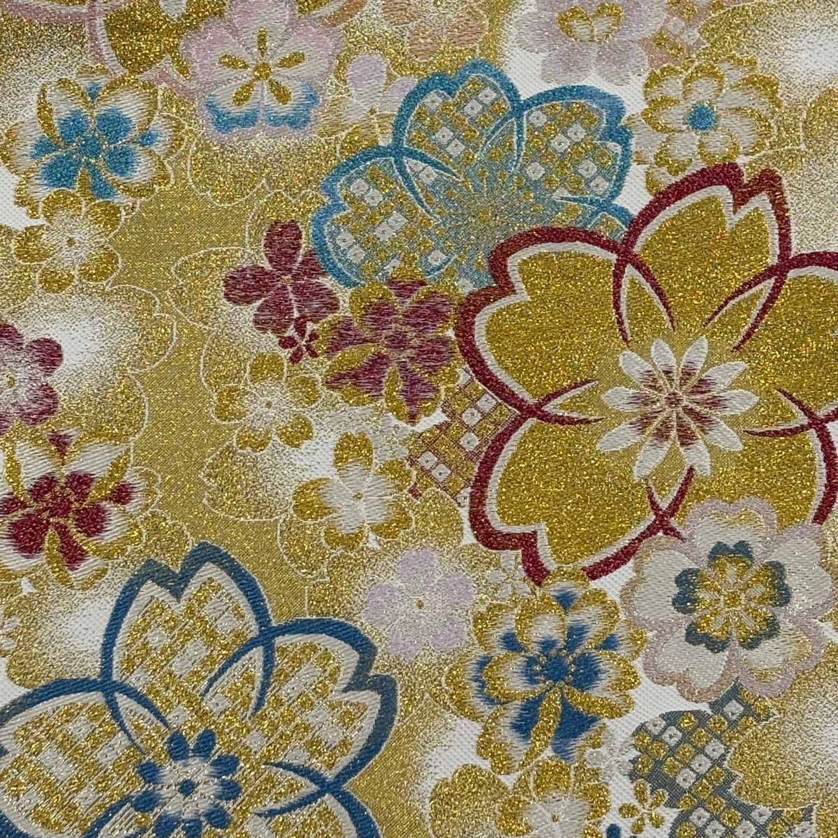 美品】 振袖 身丈171cm 裄丈68.5cm L 袷 袋帯フルセット 辻が花 金彩