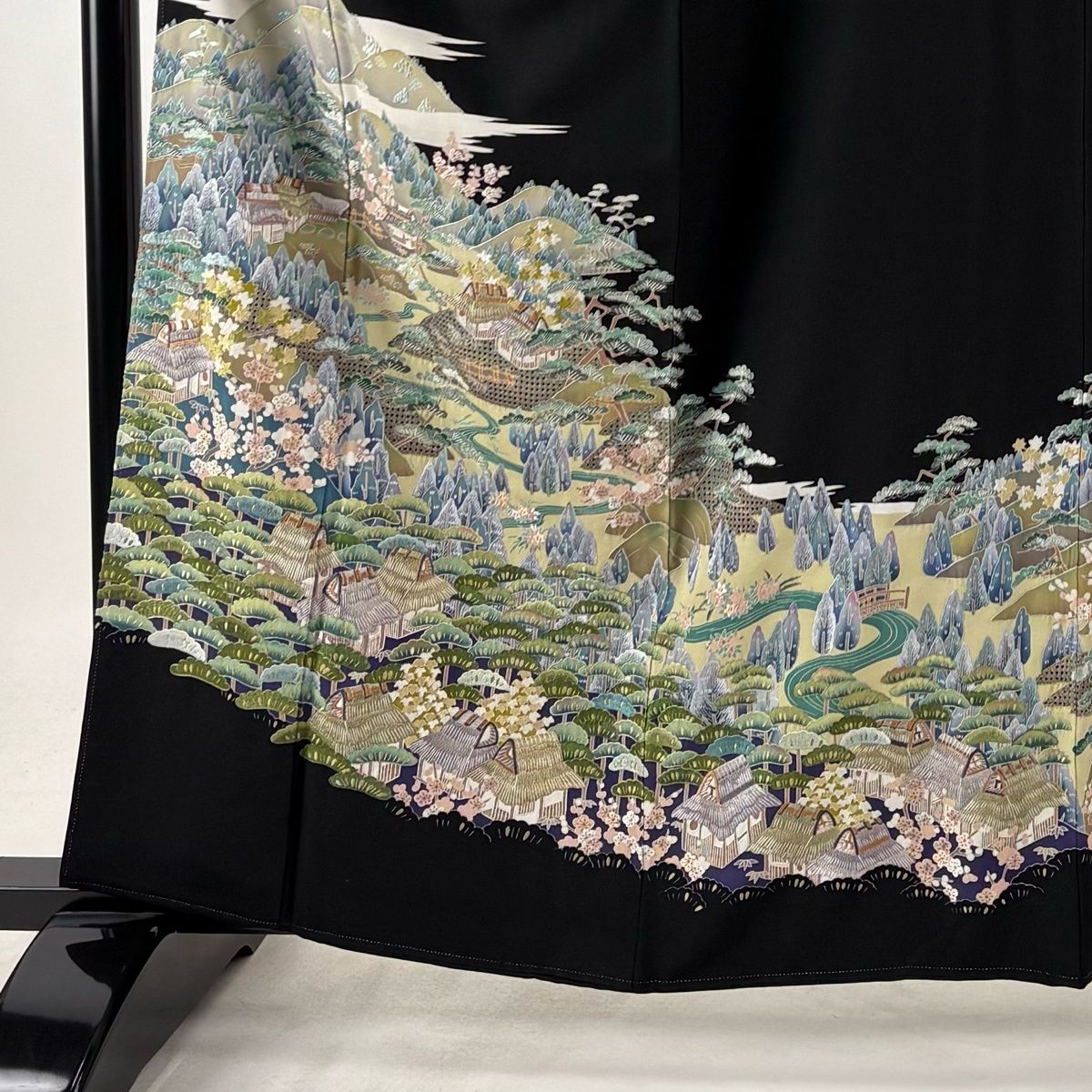 美品】 黒留袖 身丈160.5cm 裄丈64cm M 袷 袋帯フルセット 落款 家屋