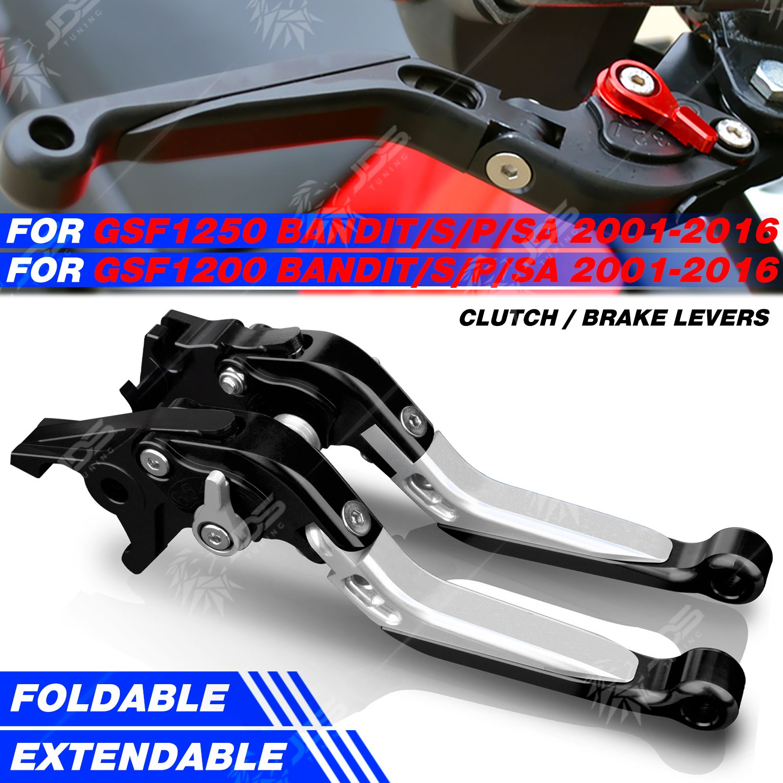 スズキ GSF1250/GSF1200 バンディット 2001-2016 用 クラッチブレーキレバーセット 折りたたみ式調節可能