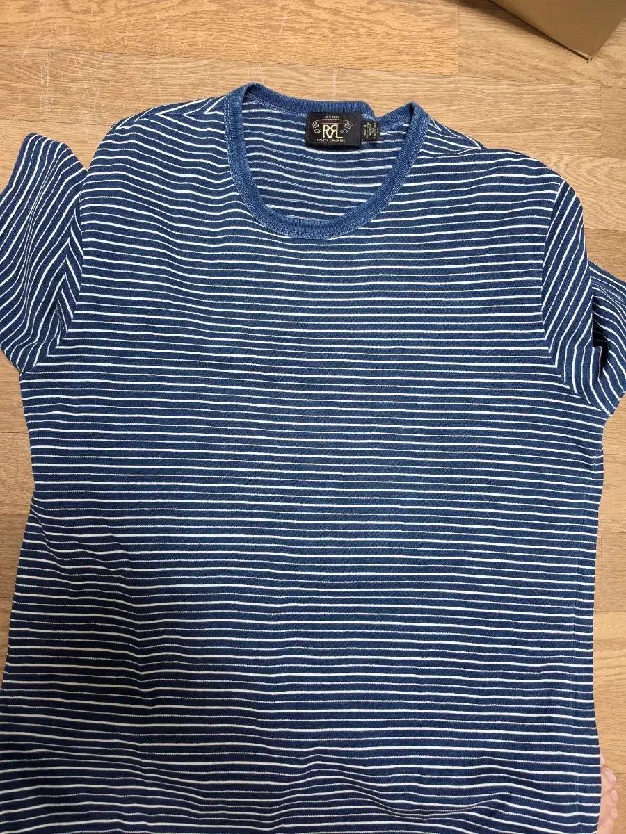 RRA ダブルアールエル Indigo ストライプ 半袖 Tシャツ L ラージ サイズ