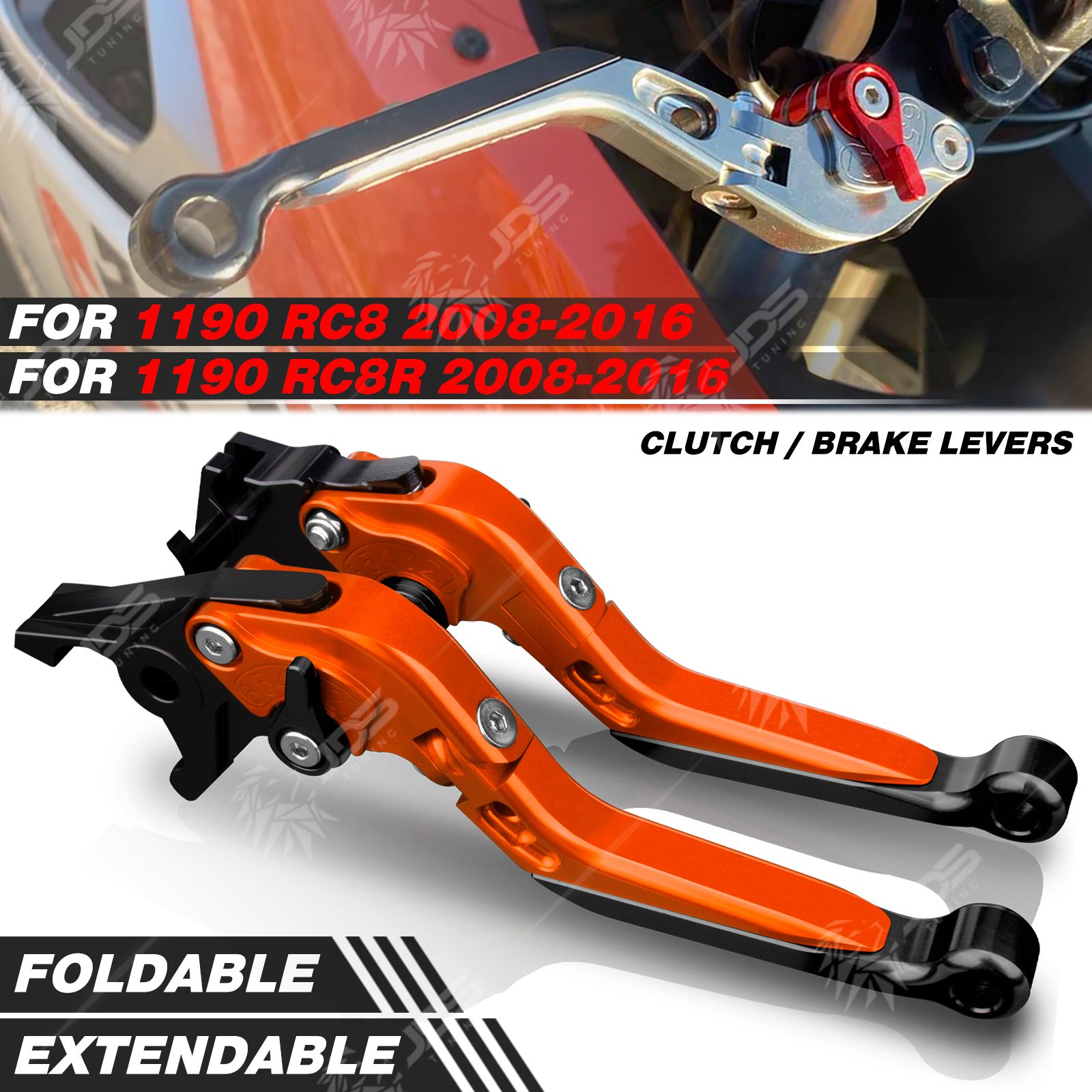 KTM 1190 RC8/RC8R 2008-2016 用 クラッチ・ブレーキレバーセット 折りたたみ式調節可能