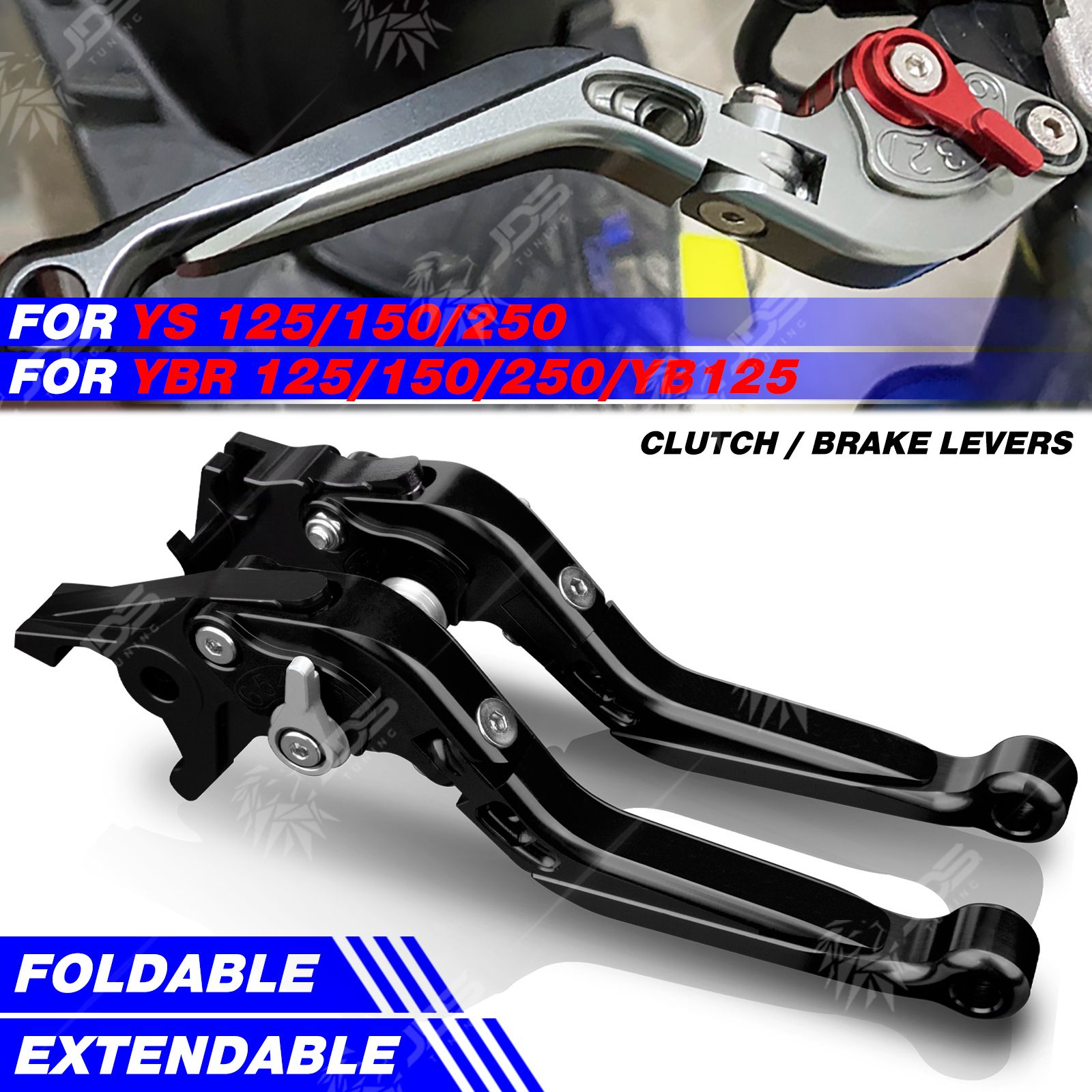 ヤマハ YS125/150/250/YBR125/150/250/YB125 用 折りたたみ式クラッチレバー・ブレーキレバーセット