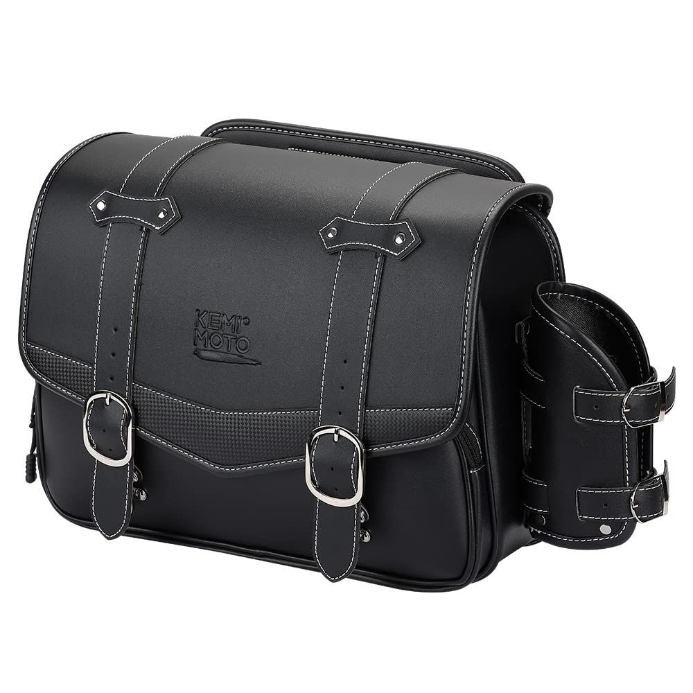 KEMIMOTO バイク サイドバッグ サドルバッグ 汎用 15L サイドバック 大容量 ドリンクホルダー付属 金具防錆 小物収納 ブラック KM401pms 3ba5602a