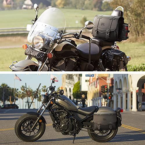 KEMIMOTO バイク サイドバッグ サドルバッグ 汎用 15L サイドバック 大容量 ドリンクホルダー付属 金具防錆 小物収納 ブラック KM401pms 3ba5602a