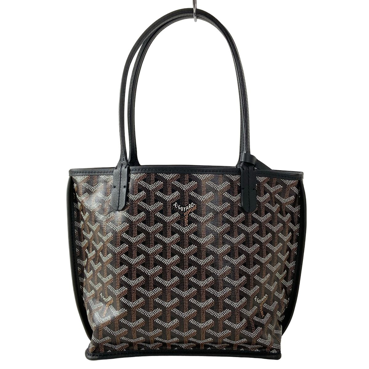 GOYARD(ゴヤール) ハンドバッグ美品 アンジュ ミニ 黒×ダークブラウン×白