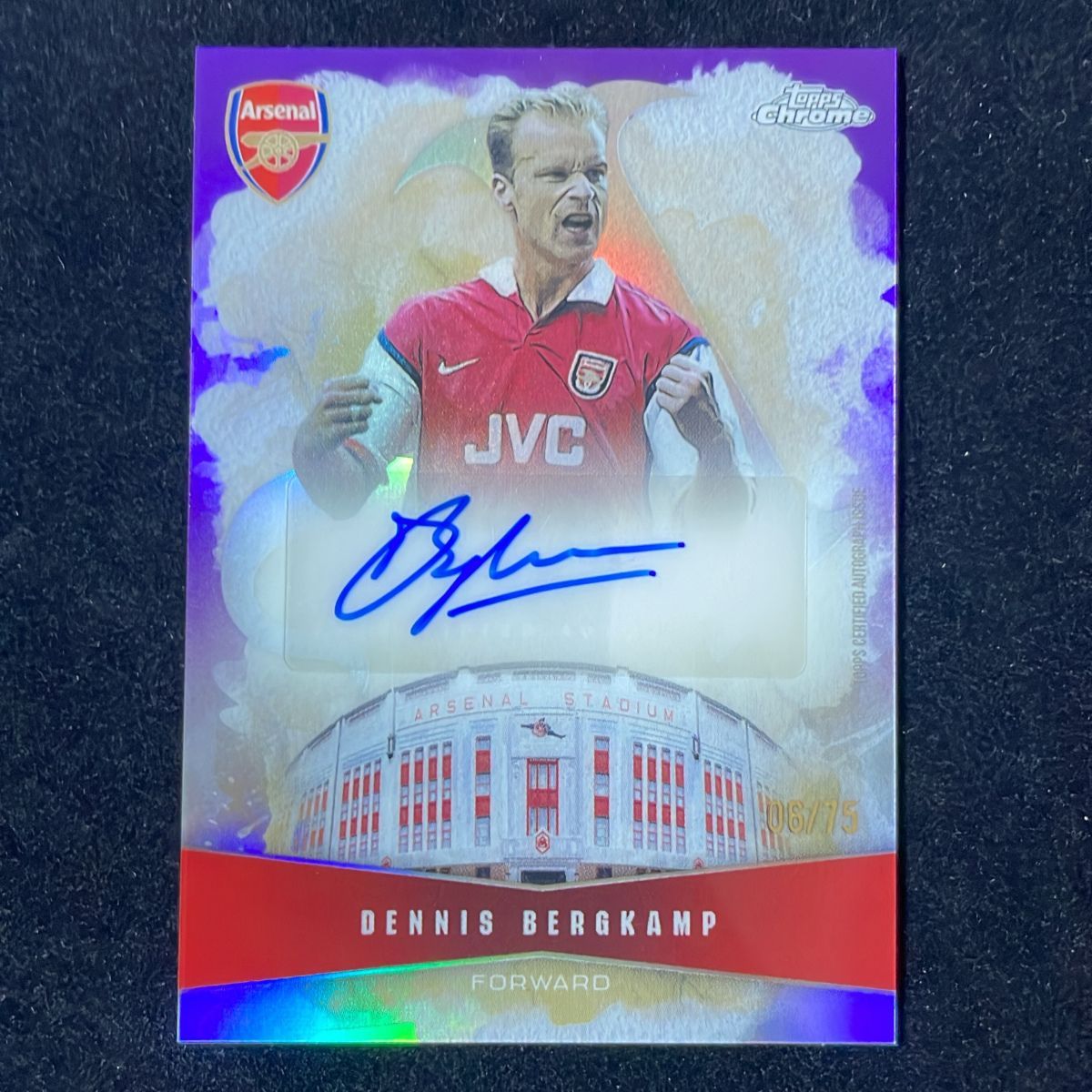 Dennis Bergkamp デニス・ベルカンプ Topps Chrome Arsenal Highbury Highs 2025-26 /75 Purple Refractor Auto 直筆 サイン Arsenal