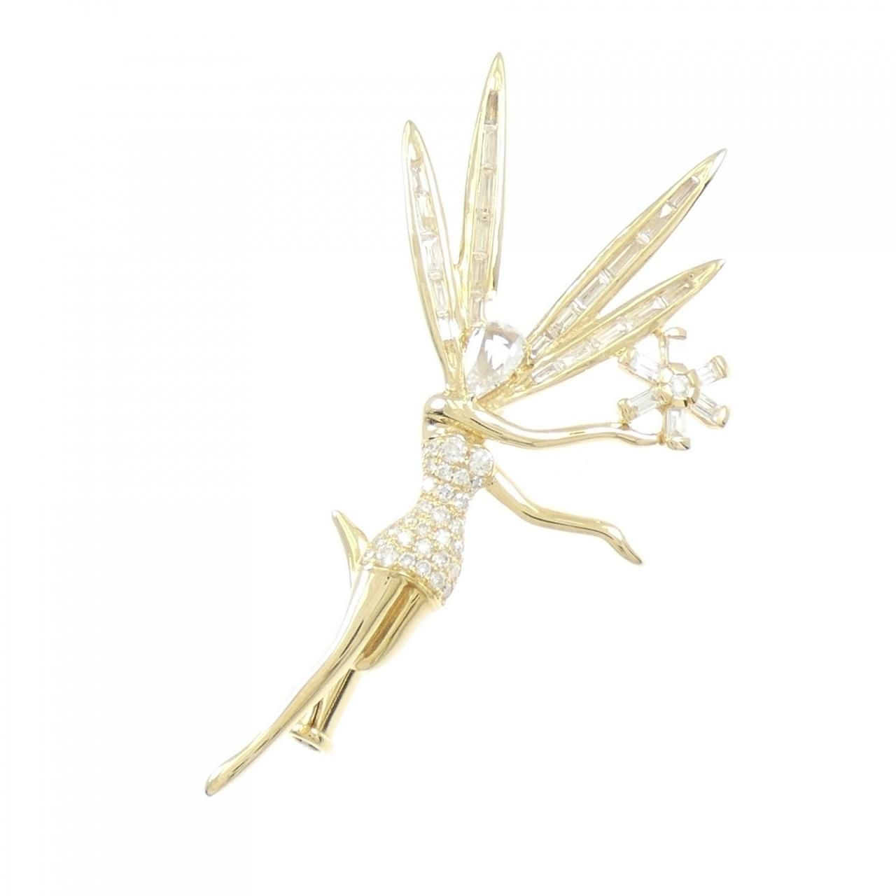 K18YG ダイヤモンド ブローチ 0.85CT
