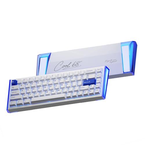 DAREU COOL68 ゲーミングキーボード 0.01mm ラピッドトリガー対応 光翼ライトボックス 有線8000hzポーリングレート 磁気スイッチ SOCD対応 ホットスワップ 65%英語配列 テンキーレス 白/ブルー【1年間】