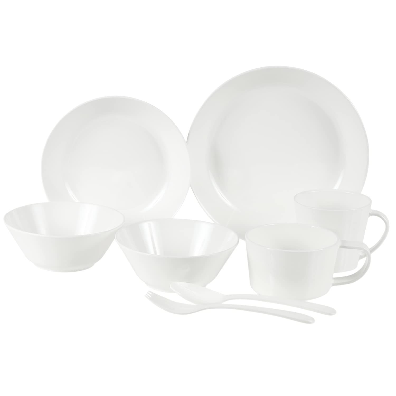 rebirth(リバース) Basicシリーズ 食器セット 一人暮らし 8点入り 白 プラスチック 軽い 割れにくい 電子レンジ 食洗機対応 (ホワイト)送料無料 0b7091ee